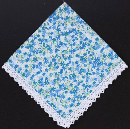 Embroidered lace edge handkerchief "Blue Floral". Style: EHC-BF